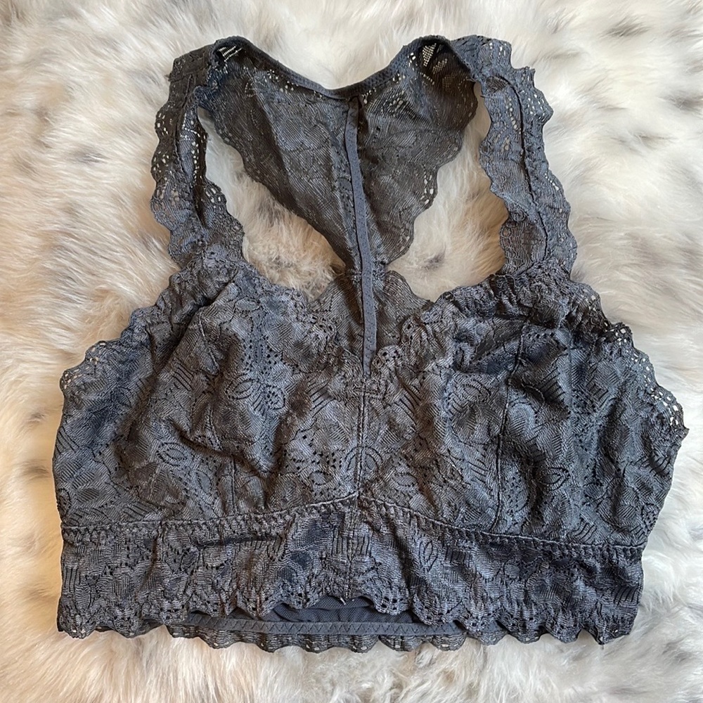 Felina gray lace bralette racer back small